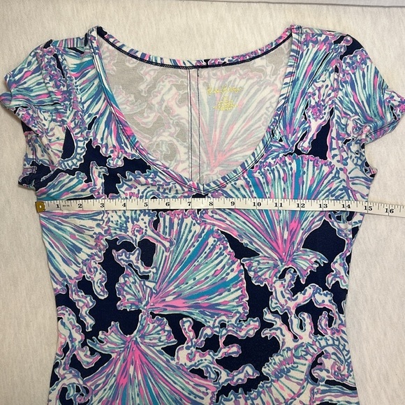 LILLY PULITZER Malin Midi V-Neck Dress SHELLS BELLS Deep Sea Navy Women’s XS - Picture 12 of 14